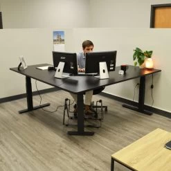 74" Electric Adjustable L-Shaped Desk With Black Desktop -Fitness Equipment Shop 400917 03