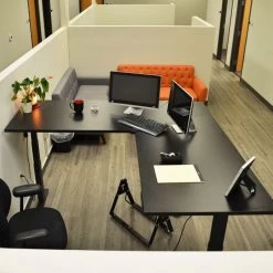 74" Electric Adjustable L-Shaped Desk With Black Desktop -Fitness Equipment Shop 400917 07