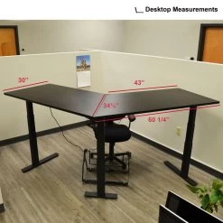 74" Electric Adjustable L-Shaped Desk With Black Desktop -Fitness Equipment Shop 400917 09