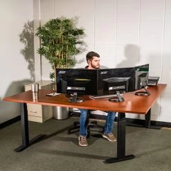 74" Electric Adjustable L-Shaped Desk With Wood Desktop -Fitness Equipment Shop 400918 03