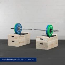 Stackable Wood Jerk Blocks With Silencer Pad -Fitness Equipment Shop 401089 04