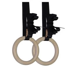 32mm Wood Olympic Gymnastic Rings - 1.5" W Heavy Duty Thick Straps & Buckle