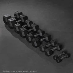 5 LB - 50 LB Pairs Rubber Hex Dumbbells -Fitness Equipment Shop 421197 03