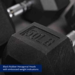 5 LB - 50 LB Pairs Rubber Hex Dumbbells -Fitness Equipment Shop 421197 06