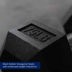 55 LB - 100 LB Pairs Rubber Hex Dumbbells -Fitness Equipment Shop 421198 06