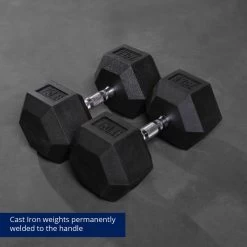 55 LB - 100 LB Pairs Rubber Hex Dumbbells -Fitness Equipment Shop 421198 07