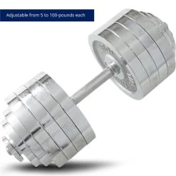 200 LB Set Adjustable Chrome Dumbbells -Fitness Equipment Shop 423113 04