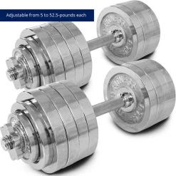 52.5 LB Set Adjustable Chrome Dumbbells -Fitness Equipment Shop 423151 04