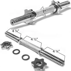 Titan Fitness Pair Adjustable Chrome 14" Thread Dumbbell Handle W/ Lock Collars -Fitness Equipment Shop 423163 05