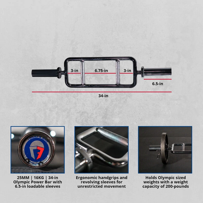 34-in Olympic Triceps Bar – Chrome 2 34-in Olympic Triceps Bar – Chrome - Image 2