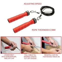 SR-2A, Adjustable Ball Bearing Speed Rope (2.5mm) -Fitness Equipment Shop sr 2a adjustable speed rope 2 5mm cable 5