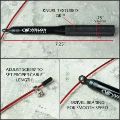 SR, Adjustable Swivel Bearing Speed Rope (2.5mm, Red Or Black) 17 SR, Adjustable Swivel Bearing Speed Rope (2.5mm, Red Or Black) -Fitness Equipment Shop sr speed rope red or black 9